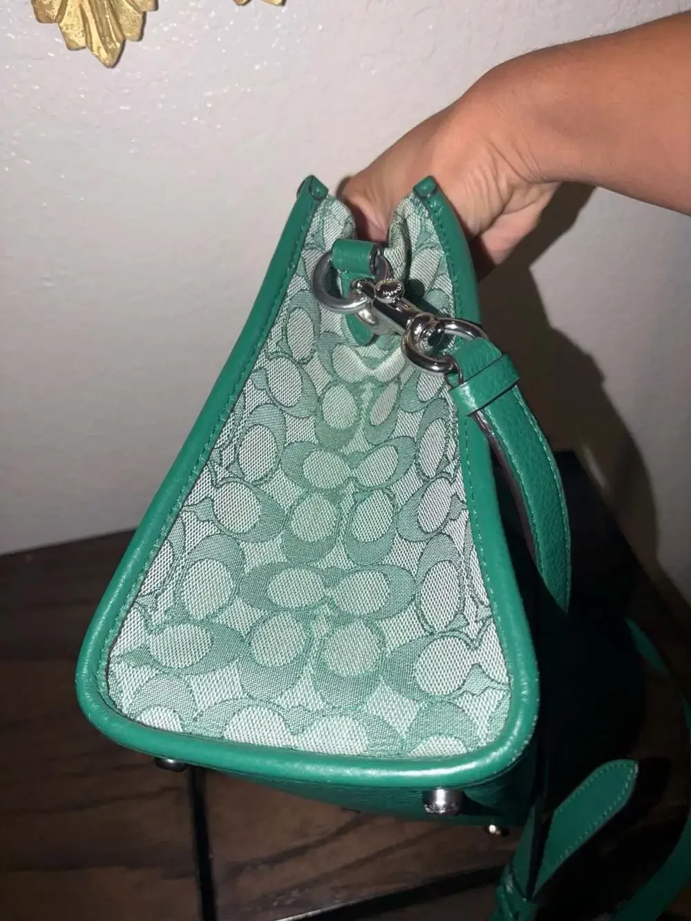 Coach Dempsey Tote 22 In Signature Jacquard With Stripe And Coach Patch